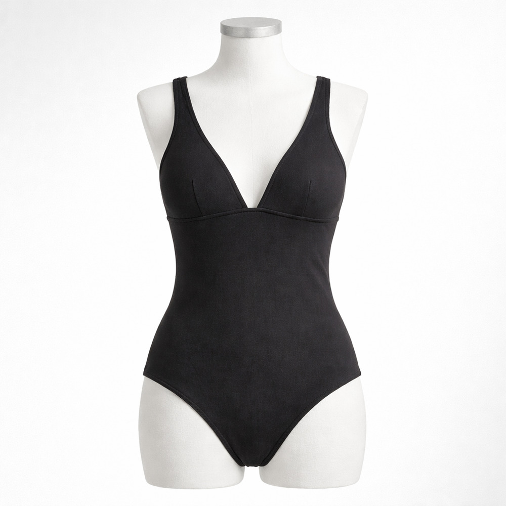 NEW Women's Live Life on the Beach Black Deep V One Piece Swimsuit | Size Medium